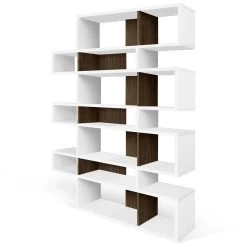 Boekenkast Lisbon | 155 X 34 X 220 Cm | White Walnut -Collectie Slaapkamermeubels 9500.314971 London 003 Pure White and Walnut 2 6792