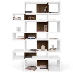 Boekenkast Lisbon | 155 X 34 X 220 Cm | White Walnut -Collectie Slaapkamermeubels 9500.314971 London 003 Pure White and Walnut 3 3f66