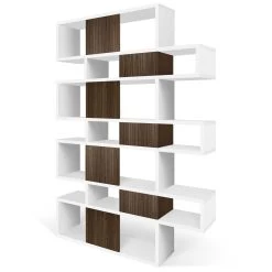 Boekenkast Lisbon | 155 X 34 X 220 Cm | White Walnut -Collectie Slaapkamermeubels 9500.314971 London 003 Pure White and Walnut 6 26be