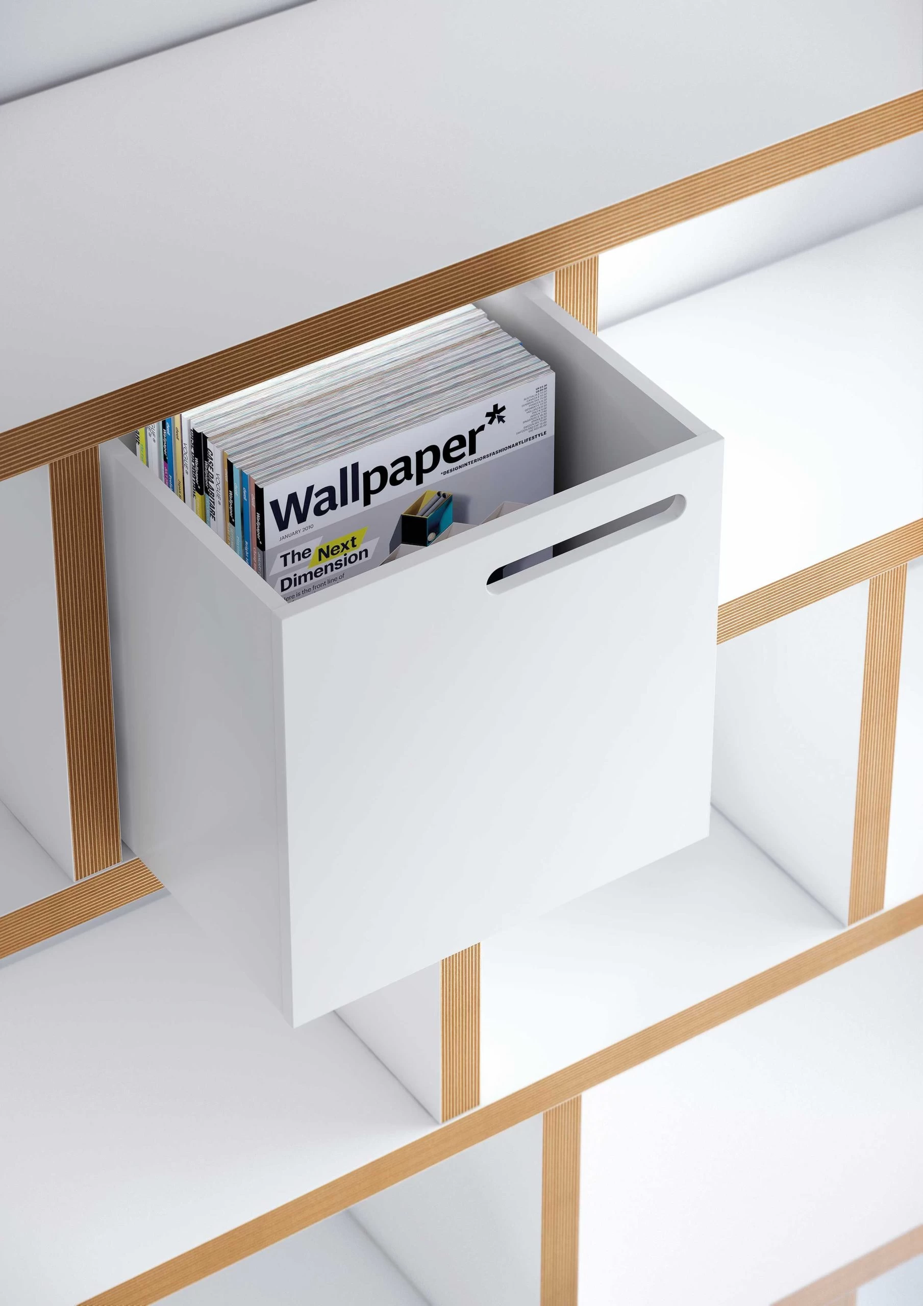 Opbergrek Berkeley 150 Cm 4 Niveaus - Wit/multiplex 11 Opbergrek Berkeley 150 Cm 4 Niveaus - Wit/multiplex - Afbeelding 9