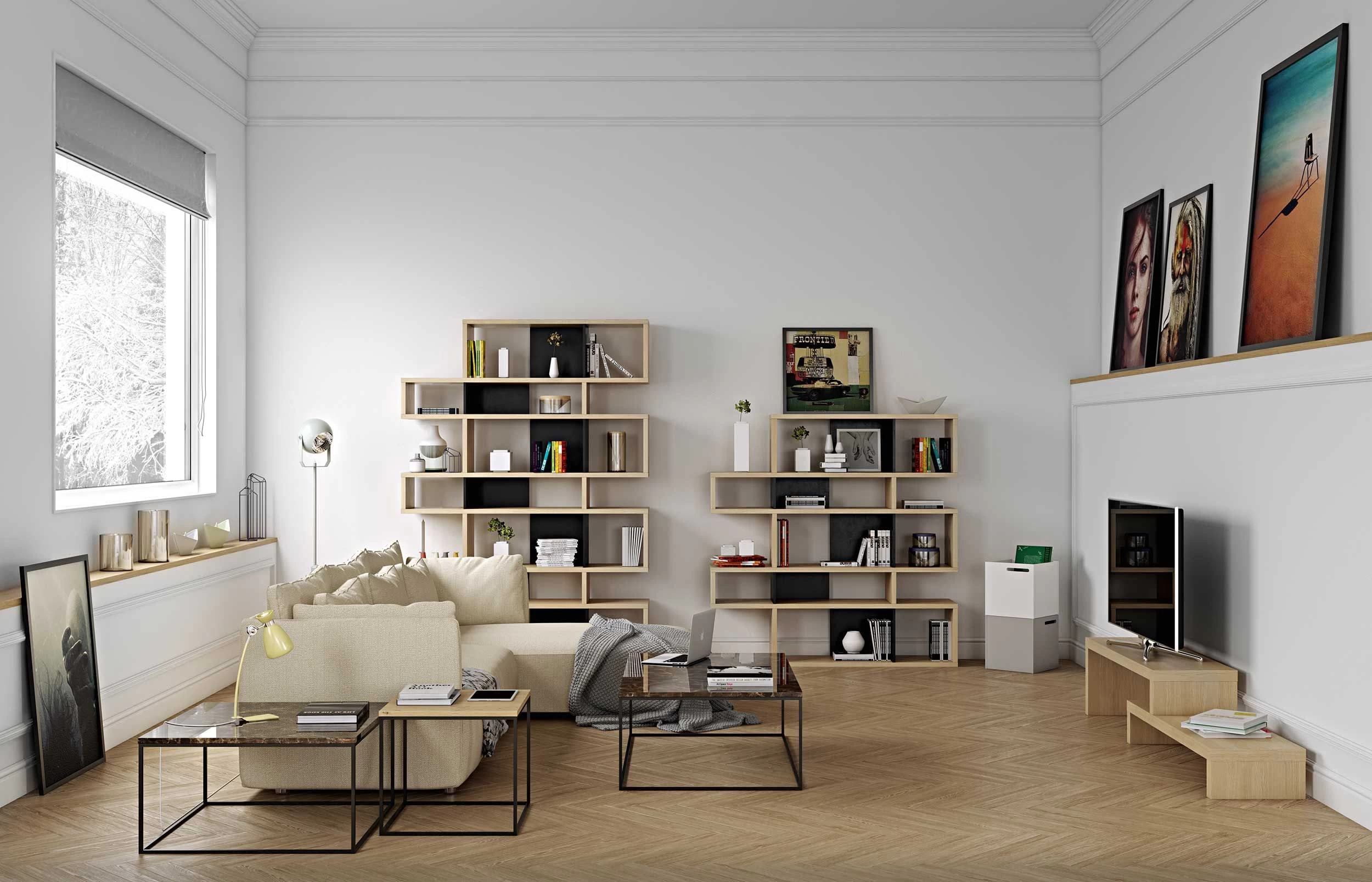 Boekenkast Lisbon 3 - Eik/zwart 6 Boekenkast Lisbon 3 - Eik/zwart - Afbeelding 4