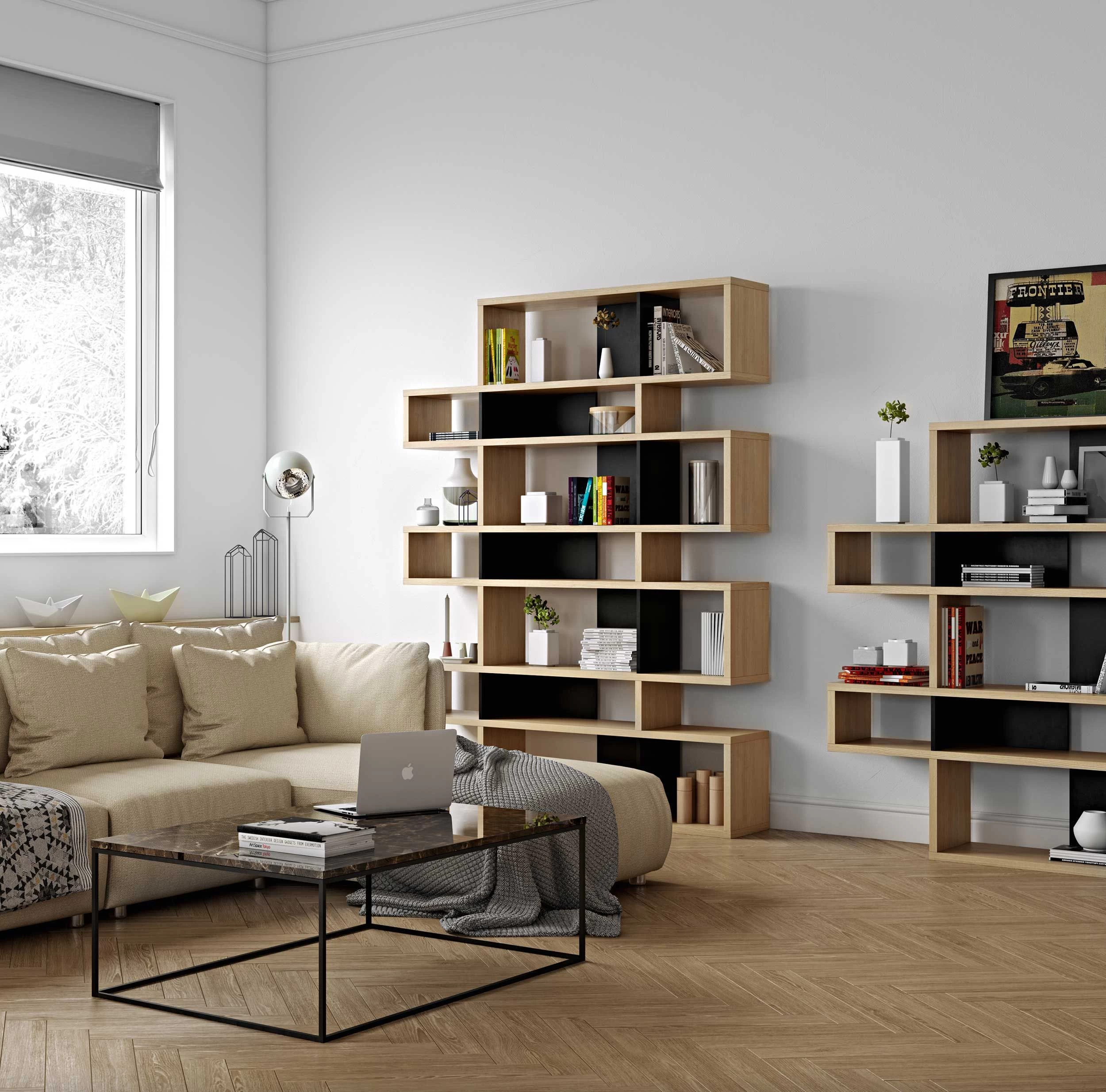 Boekenkast Lisbon 3 - Eik/zwart 5 Boekenkast Lisbon 3 - Eik/zwart - Afbeelding 3