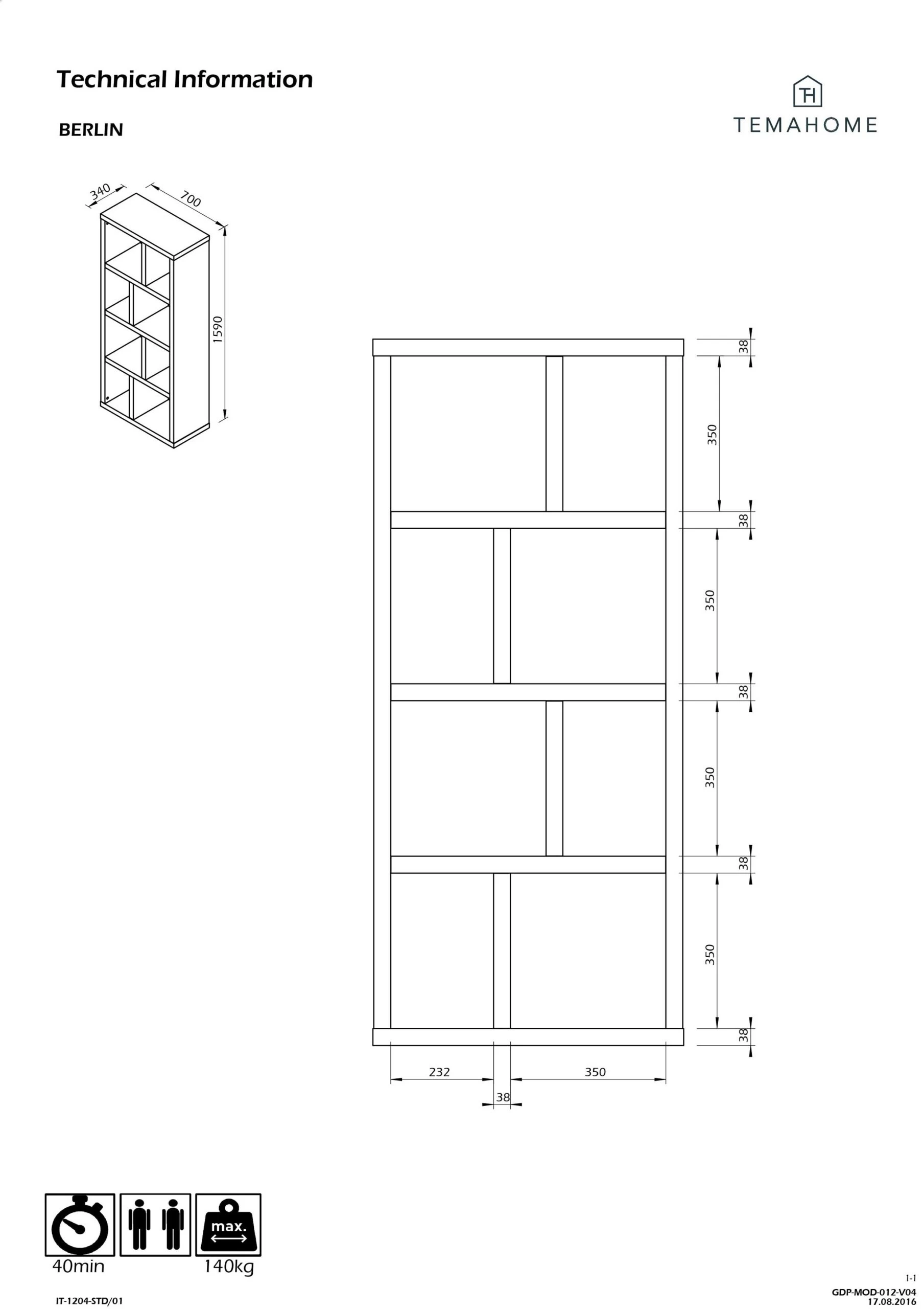 Opbergrek Berkeley 70 Cm 4 Niveaus - Wit 4 Opbergrek Berkeley 70 Cm 4 Niveaus - Wit - Afbeelding 2