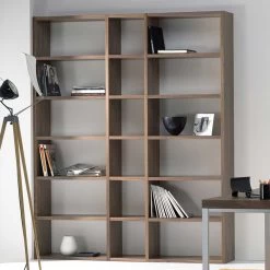 Boekenkast Pombal 18 Vakken Breed - Walnoot