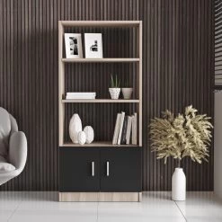 Boekenplank Locelso | 63,6 X 37,6 X 140 Cm | Oak Black-design -Collectie Slaapkamermeubels 956LCS1402 20 202 089d