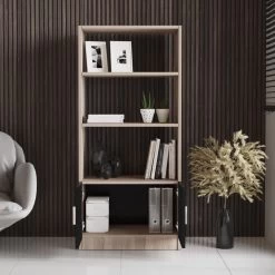 Boekenplank Locelso | 63,6 X 37,6 X 140 Cm | Oak Black-design -Collectie Slaapkamermeubels 956LCS1402 20 204 6a00
