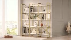 Locelso Boekenplank | 100% Melamine Gecoat | Metalen Frame | Witgoud -Collectie Slaapkamermeubels 956LCS1426 20 203 1266