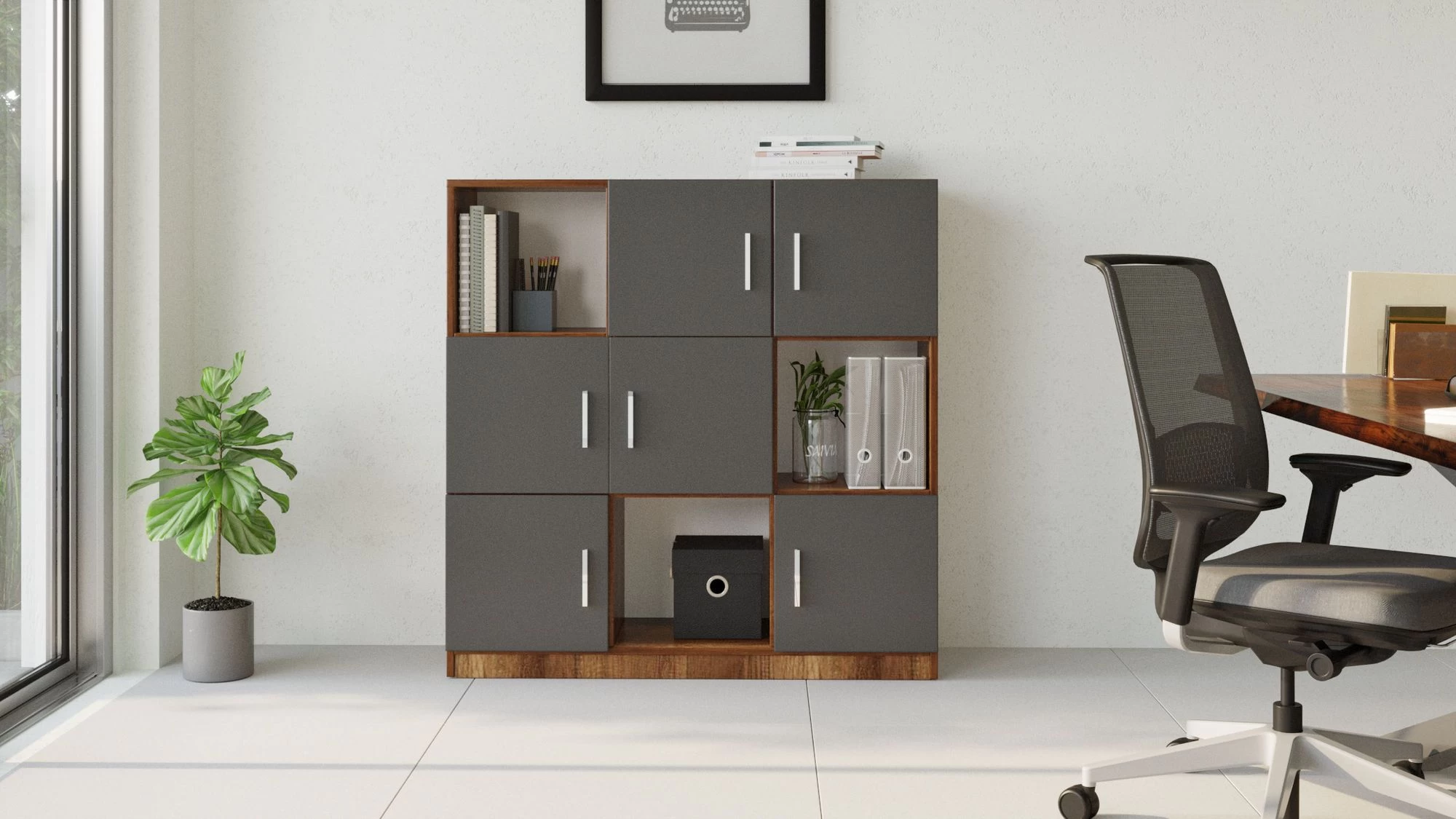 Locelso Kast | 100% Melamine | 18 Mm Dik | Notelaar Antraciet 7 Locelso Kast | 100% Melamine | 18 Mm Dik | Notelaar Antraciet - Afbeelding 5