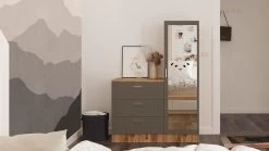 Multifunctionele Kast Locelso | Melaminegecoat | 3 Laden | Atlantic Pine Antraciet -Collectie Slaapkamermeubels 956LCS1521 20 203 87d7