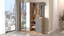 Elegante En Ruimtebesparende Halstandaard | Melamine Coating | Atlantic Pine Antraciet 10 Elegante En Ruimtebesparende Halstandaard | Melamine Coating | Atlantic Pine Antraciet -Collectie Slaapkamermeubels 956LCS2806 3 819f