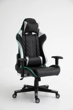 Gamestoel Nate Met LED - Zilver/zwart -Collectie Slaapkamermeubels 9805 3 A 1 2fec