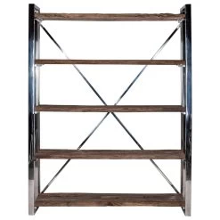 RICHMOND Boekenkast Kensington 140cm 5 Legplanken - Bruin/zilver -Collectie Slaapkamermeubels 9872 5 e659