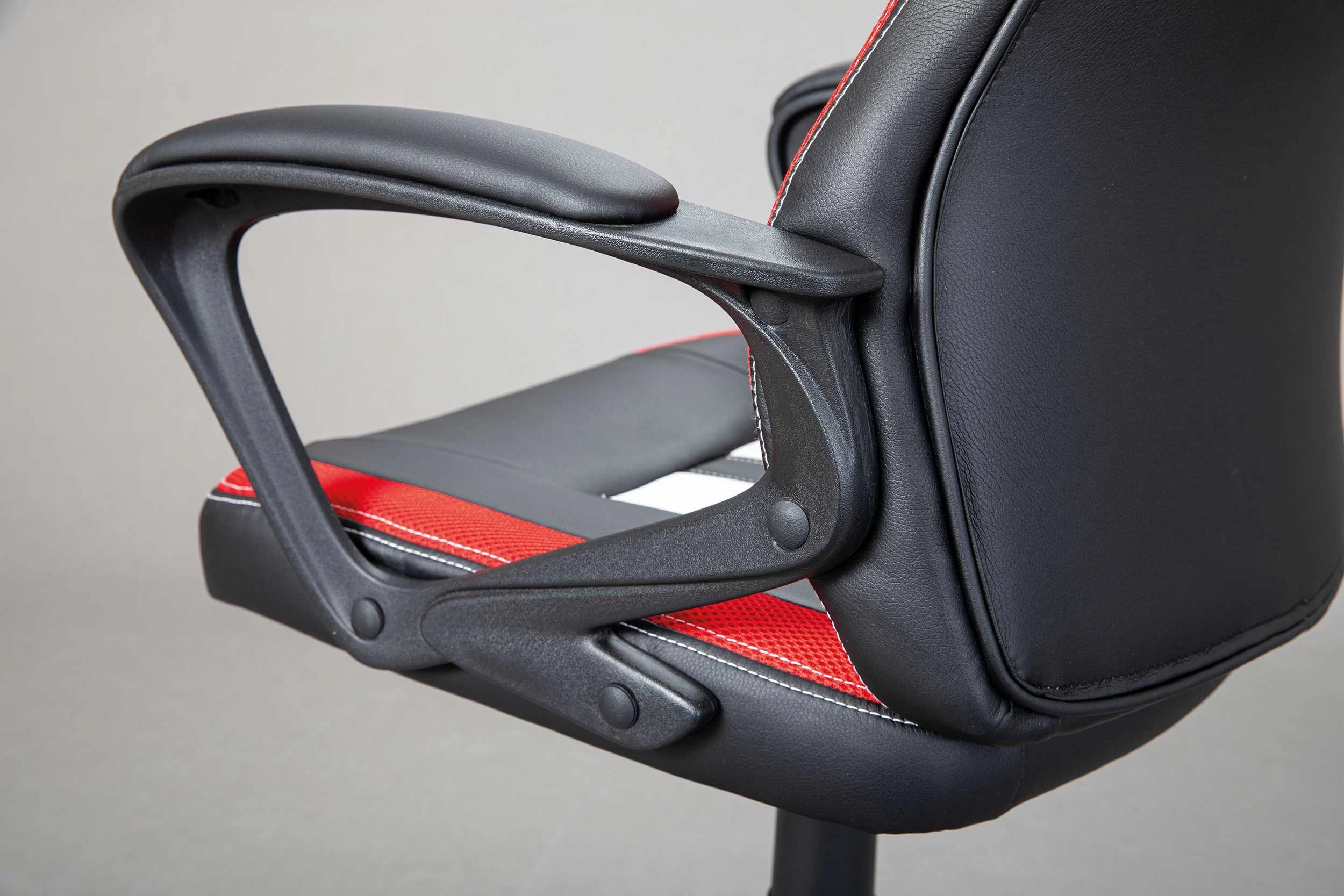 Bureaustoel Ravo - Zwart/ Wit/ Rood 6 Bureaustoel Ravo - Zwart/ Wit/ Rood - Afbeelding 4