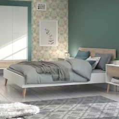 Tweepersoonsbed Hardy 160x200 - Wit/eik