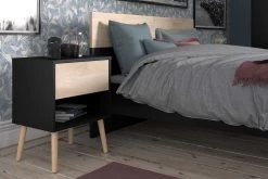 Tweepersoonsbed Hardy 160x200 - Zwart/eik -Collectie Slaapkamermeubels AALBORG 3501 L140 CH1T DET e6d0
