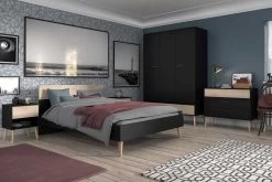 Ladekast Hardy 91cm Met 3 Lades - Zwart/eik 20 Ladekast Hardy 91cm Met 3 Lades - Zwart/eik -Collectie Slaapkamermeubels AALBORG 3501 L140 CO3T CH1T AR3P 4942