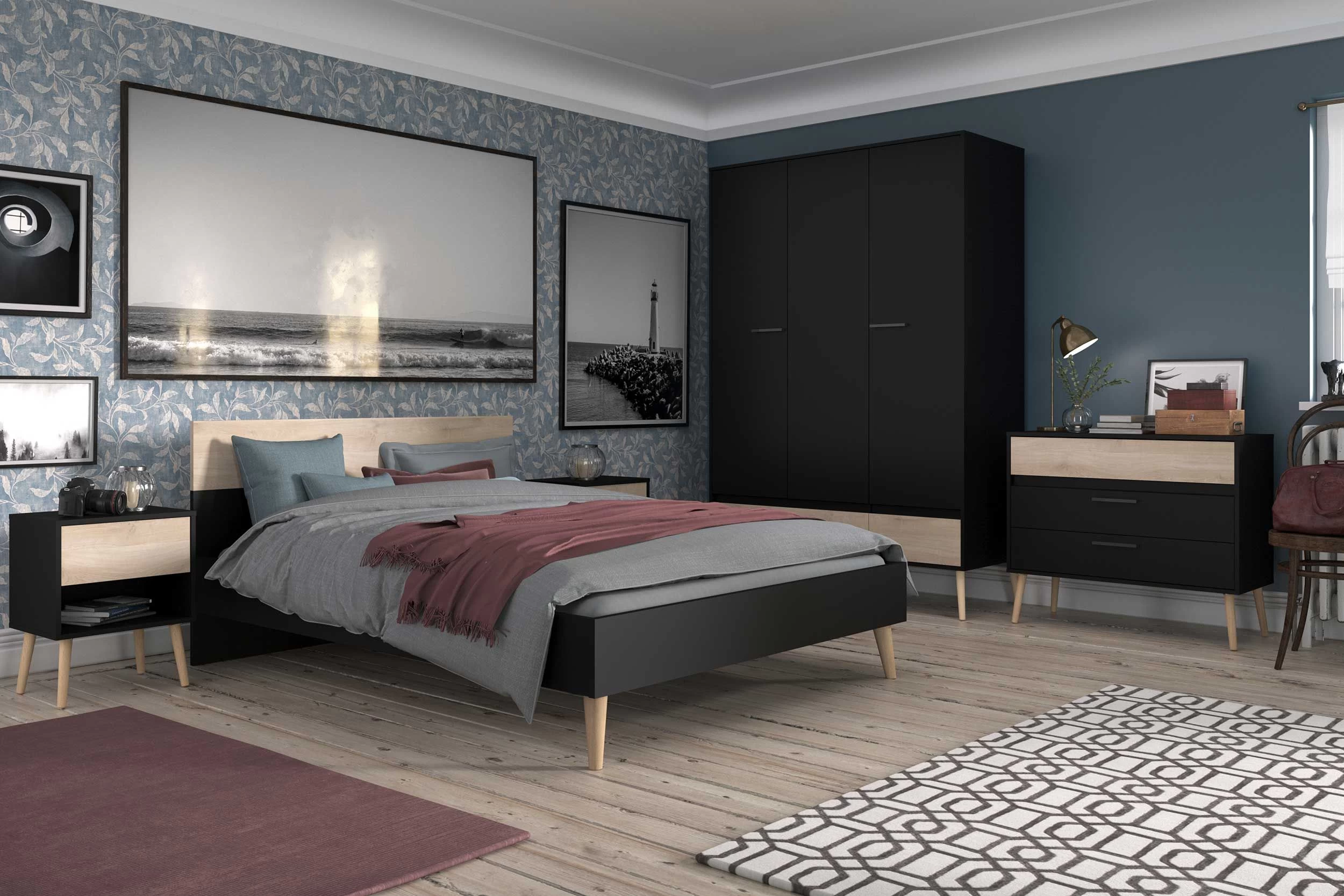 Tweepersoonsbed Hardy 140x200 - Zwart/eik 11 Tweepersoonsbed Hardy 140x200 - Zwart/eik - Afbeelding 9