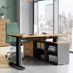 Hoekbureau Osmond 159x140 - Eik/grafiet