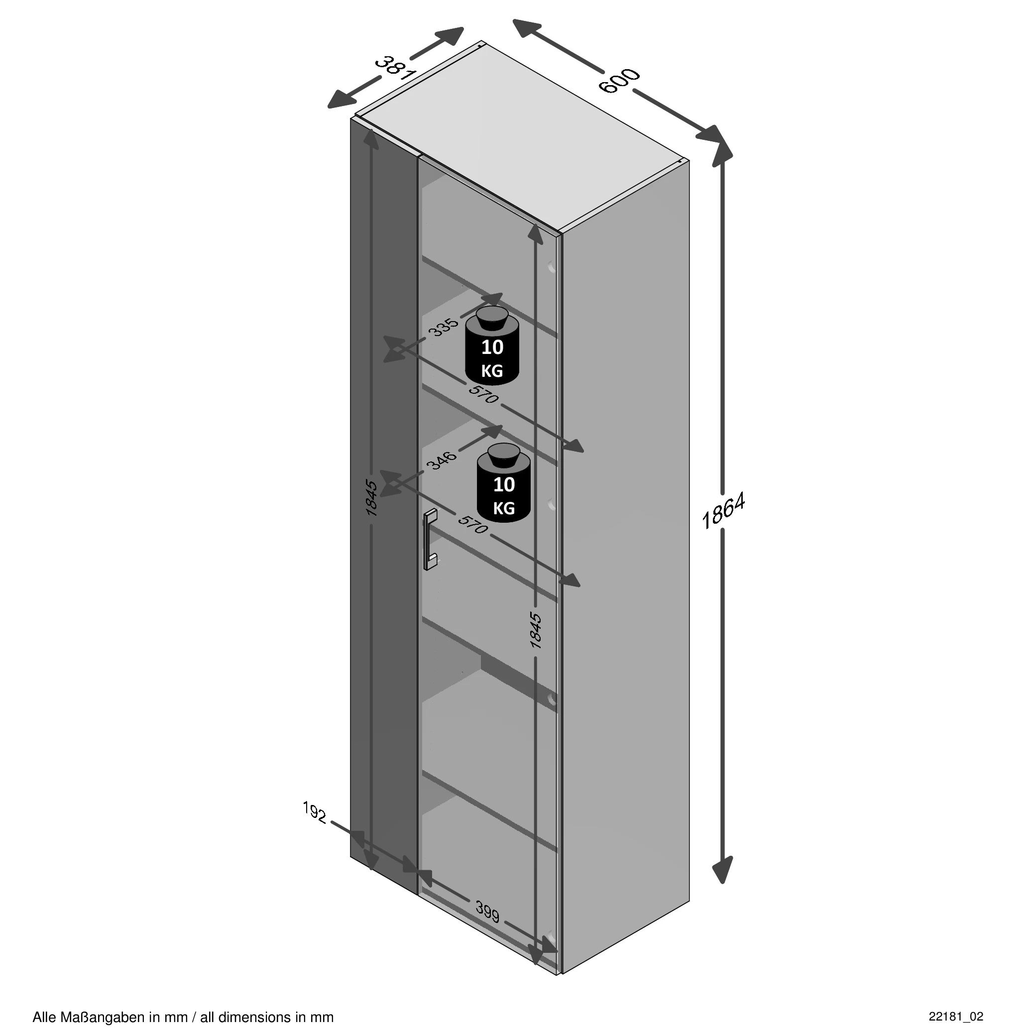 FMD Kleerkast Nala 60cm Met 2 Deuren - Grijze Eik 4 FMD Kleerkast Nala 60cm Met 2 Deuren - Grijze Eik - Afbeelding 2