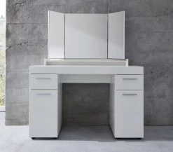 Bureau- En Kaptafel Amanda Met Spiegel | 120 X 41 X 141 Cm | Melaminegecoat | High Glossy White -Collectie Slaapkamermeubels Amanda SMT 1393 014 01 frontal 20190827 7497
