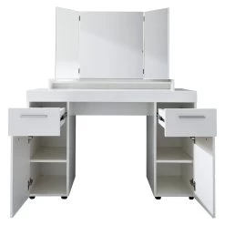 Bureau- En Kaptafel Amanda Met Spiegel | 120 X 41 X 141 Cm | Melaminegecoat | High Glossy White -Collectie Slaapkamermeubels Amanda SMT 1393 014 01 frontal ge f Freisteller 20190827 6048