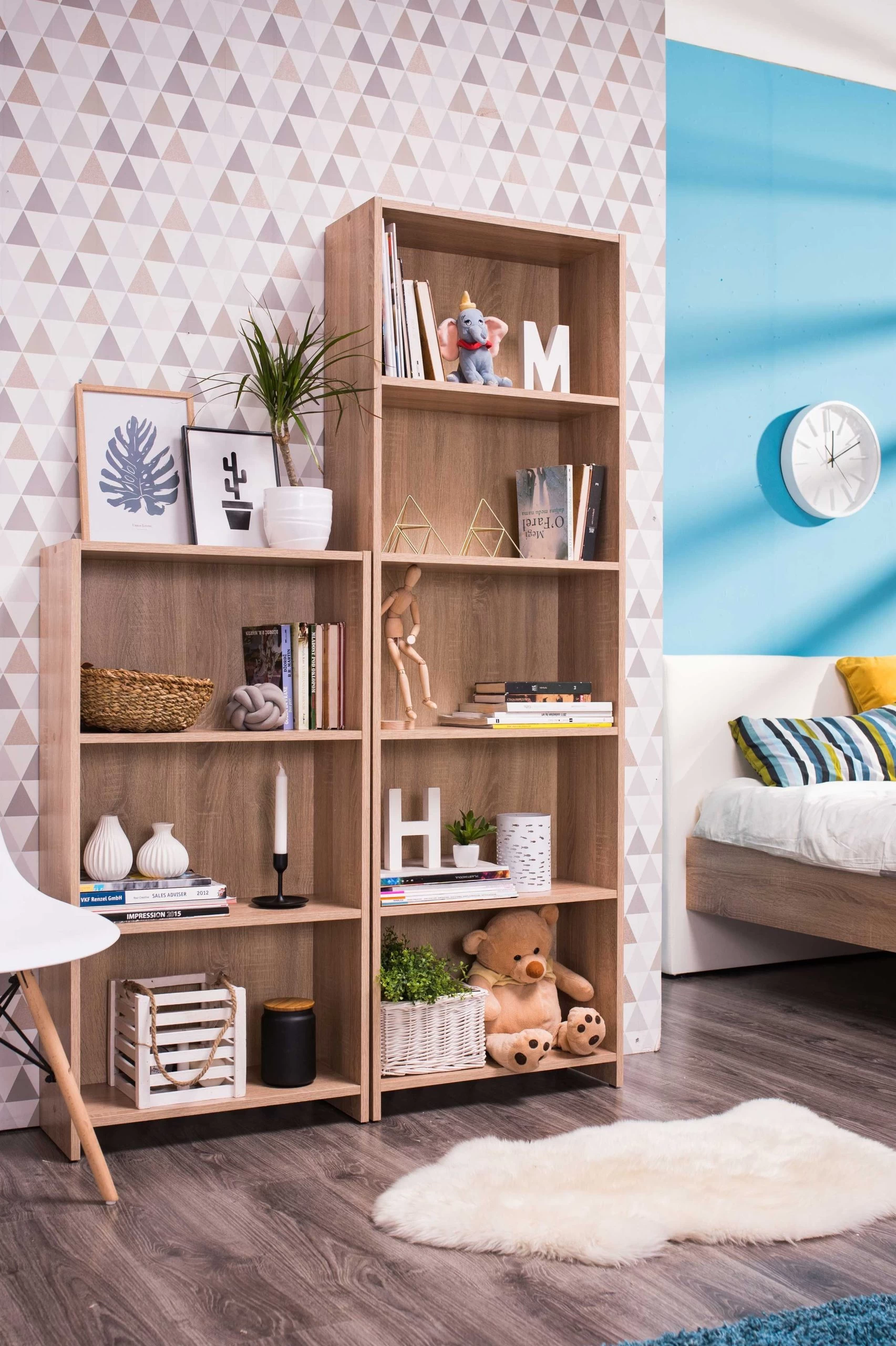 Boekenkast Finna 57cm 3 Legplanken - Eik 7 Boekenkast Finna 57cm 3 Legplanken - Eik - Afbeelding 5
