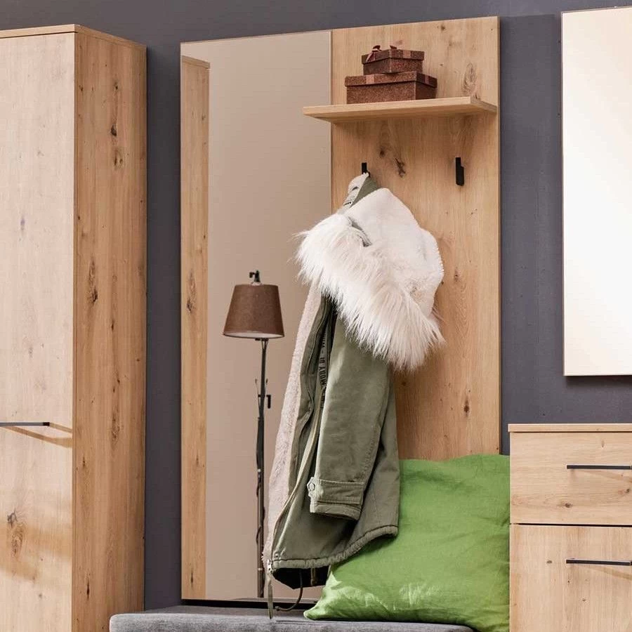 Halkapstok Met Spiegel / Hoedenplank Hoggas - Eik 3 Halkapstok Met Spiegel / Hoedenplank Hoggas - Eik