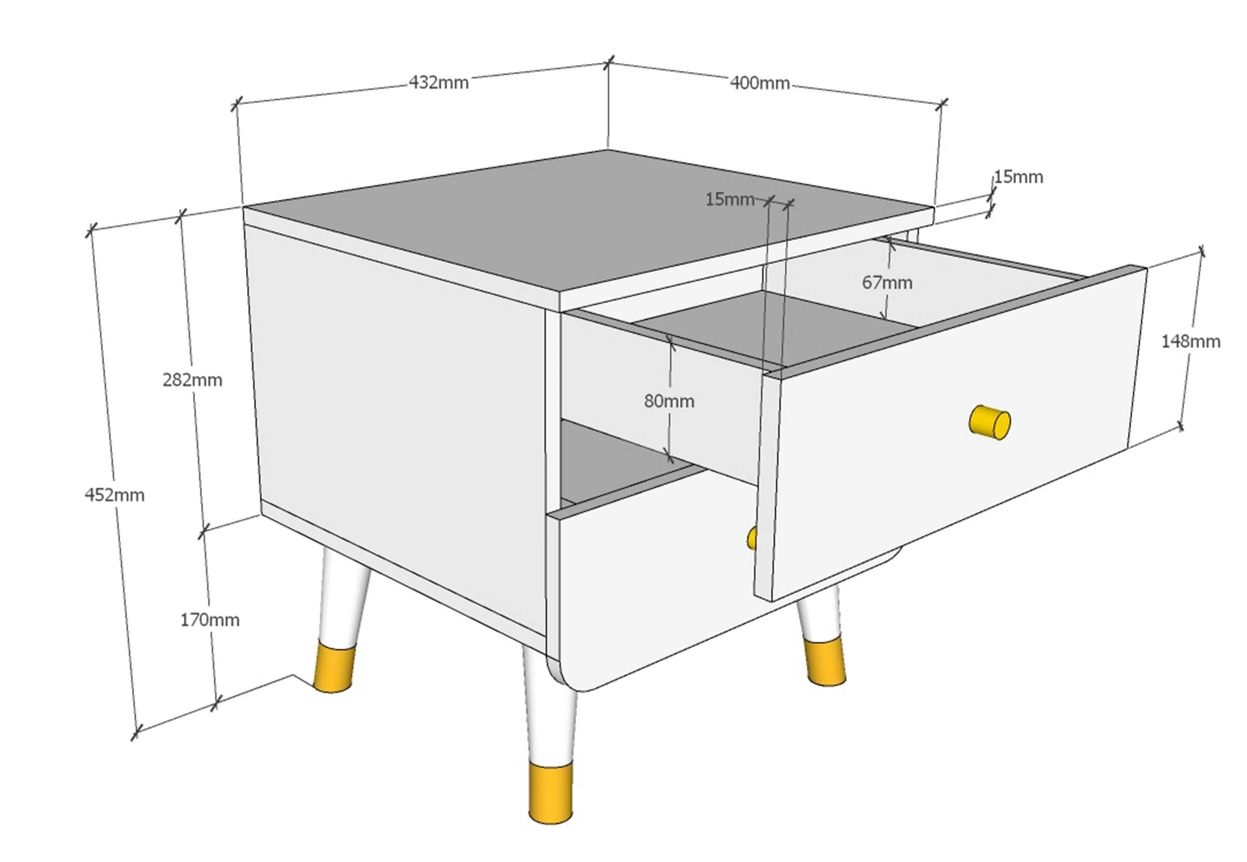 Nachtkastje Billy Retro 2 Laden - Wit 5 Nachtkastje Billy Retro 2 Laden - Wit - Afbeelding 3
