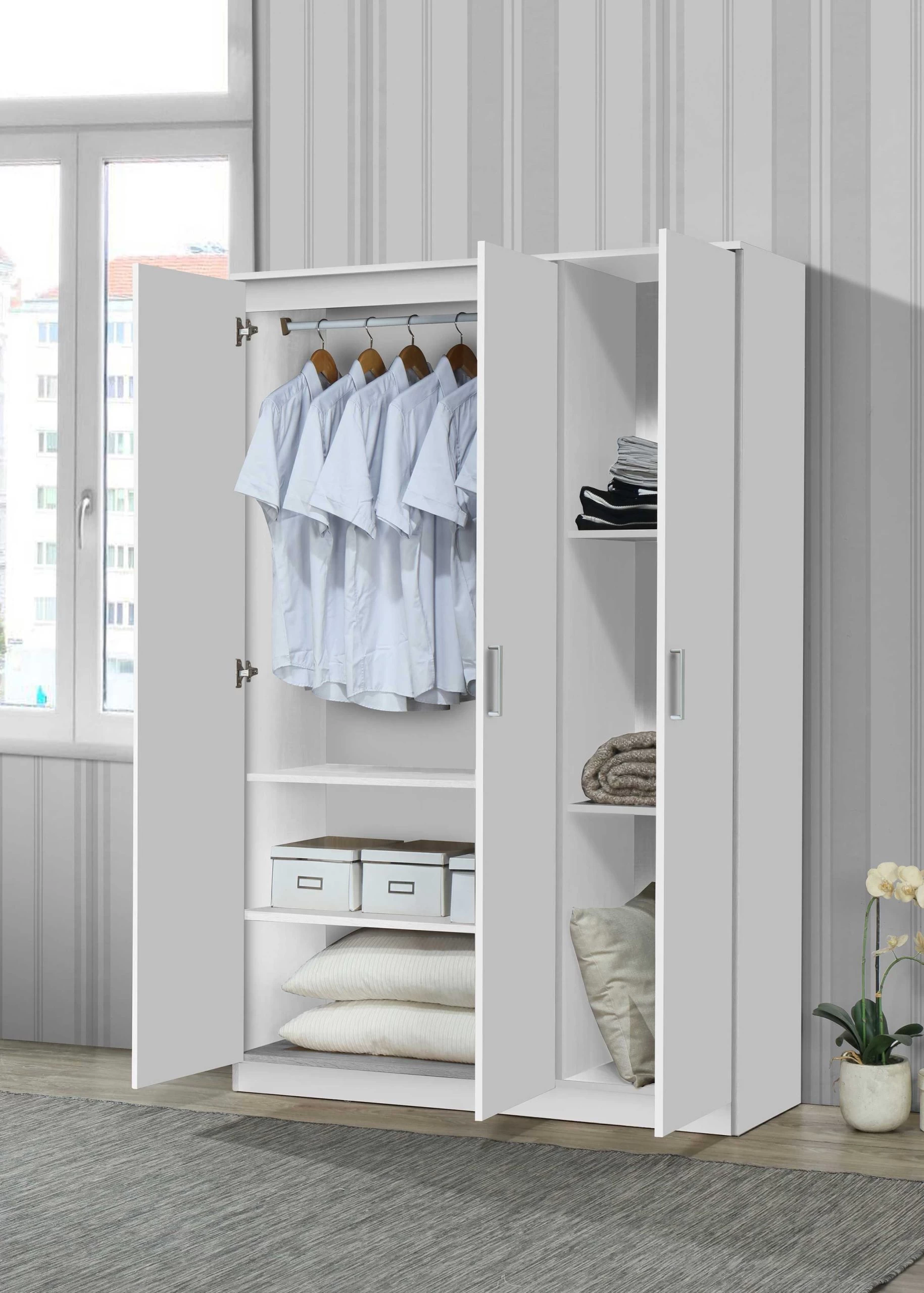 Kledingkast Darcis 120 Cm Met 3 Deuren & 52 Cm Diep - Wit 5 Kledingkast Darcis 120 Cm Met 3 Deuren & 52 Cm Diep - Wit - Afbeelding 3