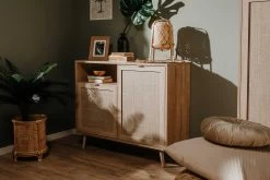 Commode Bilal 102cm 2 Deuren - Eik/geprint Rafia 20 Commode Bilal 102cm 2 Deuren - Eik/geprint Rafia -Collectie Slaapkamermeubels Bali 01A Kommode Ambiente 0ef3