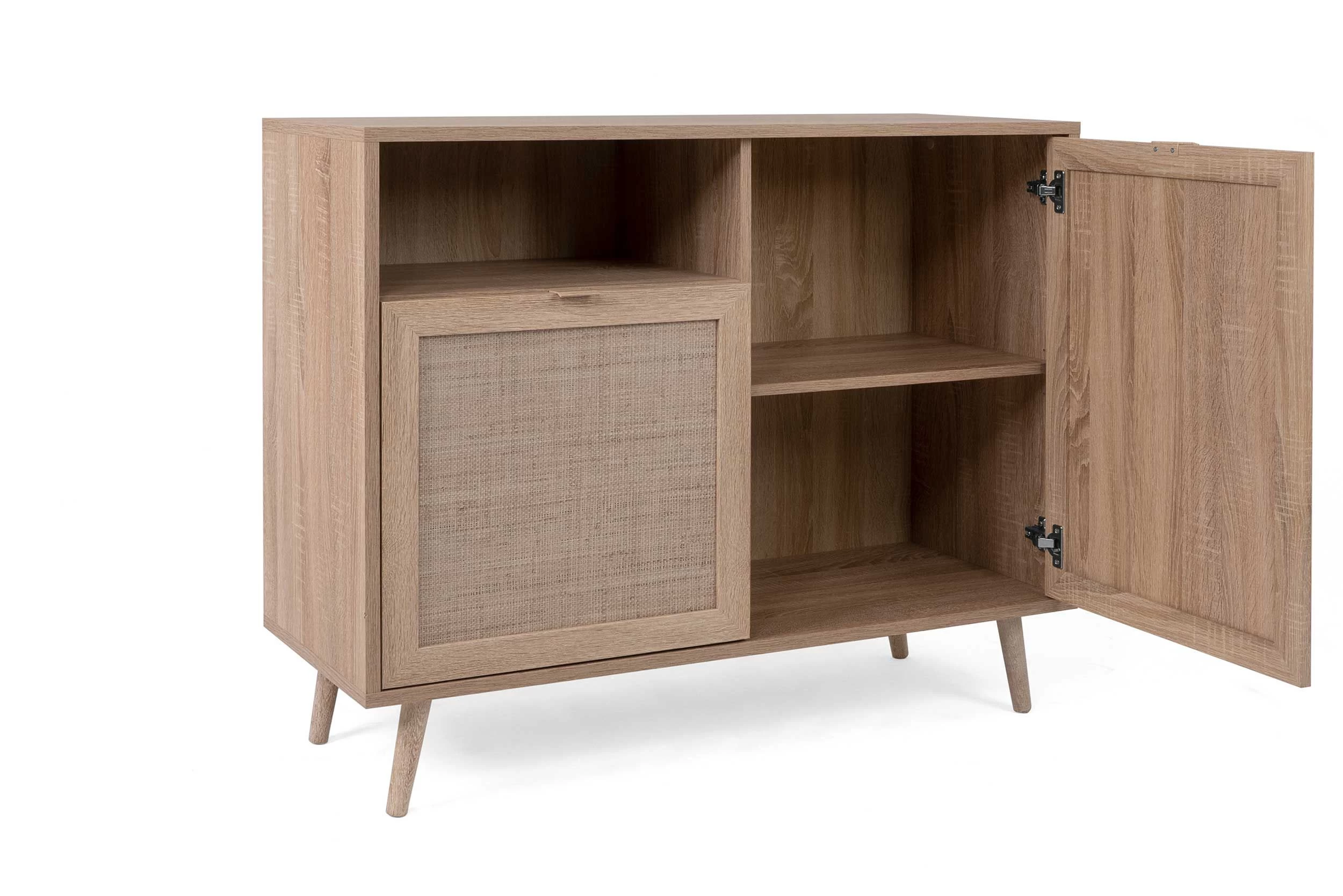 Commode Bilal 102cm 2 Deuren - Eik/geprint Rafia 9 Commode Bilal 102cm 2 Deuren - Eik/geprint Rafia - Afbeelding 7