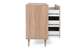 Ladekast Bilal 80cm 3 Lades - Eik/geprint Rafia 14 Ladekast Bilal 80cm 3 Lades - Eik/geprint Rafia -Collectie Slaapkamermeubels Bali 03A Schubladen Kommode seite offen 61aa