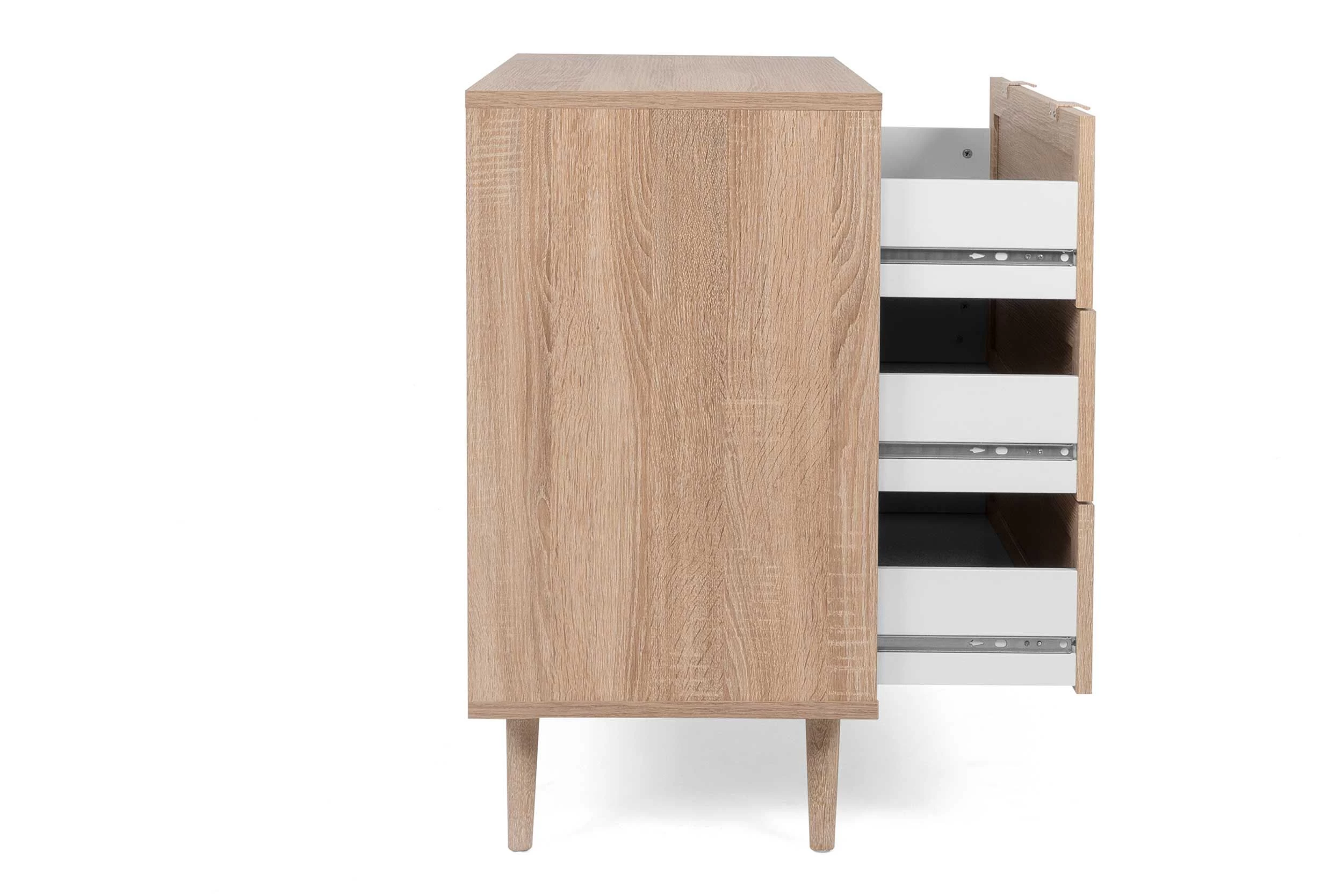 Ladekast Bilal 80cm 3 Lades - Eik/geprint Rafia 6 Ladekast Bilal 80cm 3 Lades - Eik/geprint Rafia - Afbeelding 4