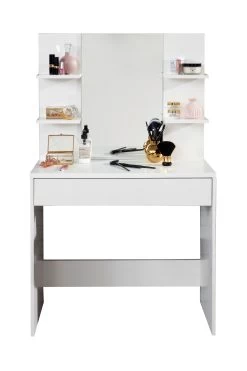 Make-uptafel Basix | 85 X 40 X 141 Cm | 100% Melaminegecoat | Wit 14 Make-uptafel Basix | 85 X 40 X 141 Cm | 100% Melaminegecoat | Wit -Collectie Slaapkamermeubels Basix SMT 1709 014 01 frontal D Freisteller 20190307 cb7e