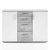 Commode Debby 2 Deuren En 4 Lades - Wit/beton -Collectie Slaapkamermeubels Bobby Kommode Beton Wei Frontal 36 105 D5 5211