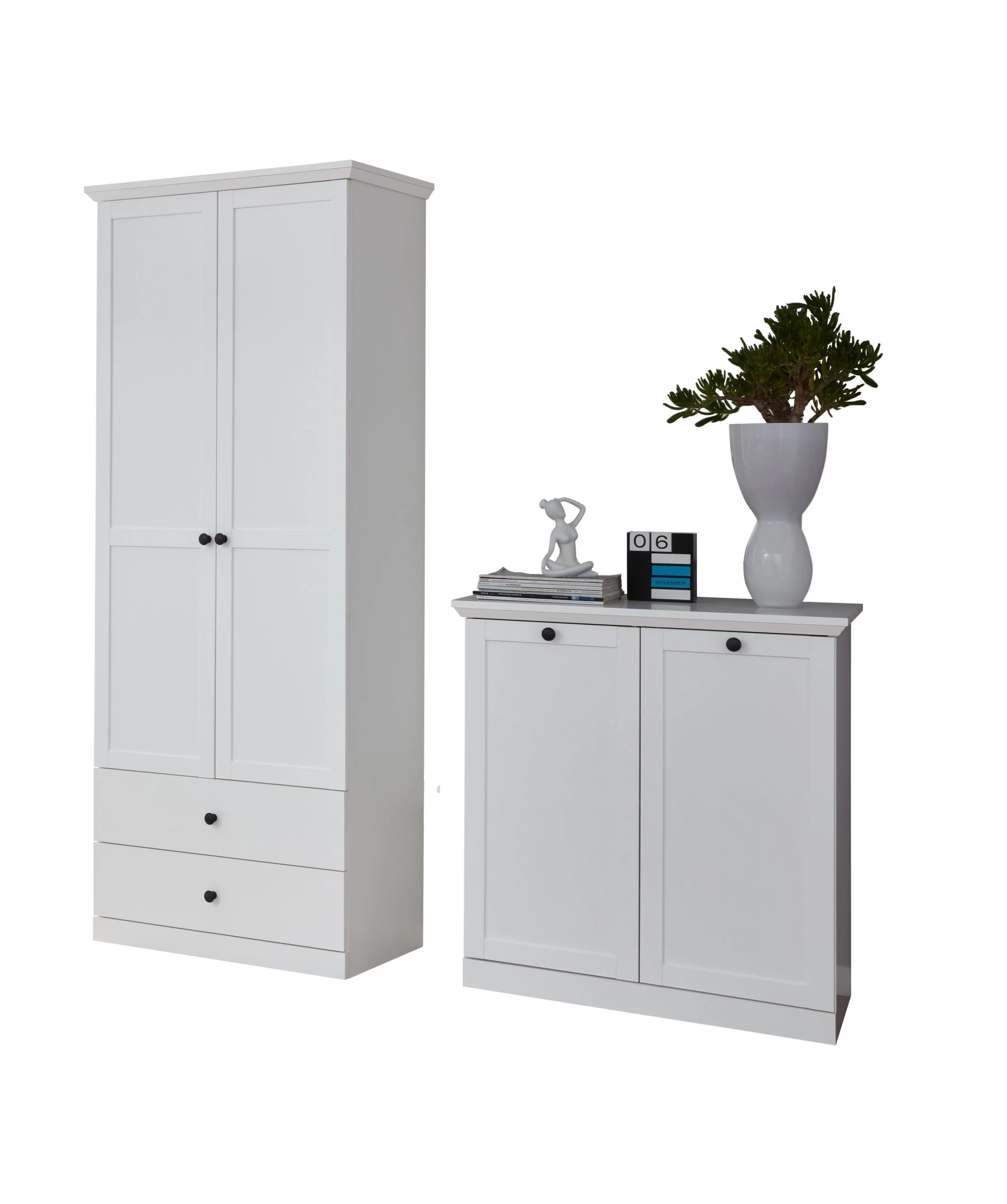 Garderobeset Brandson Baxter | Kleding- En Bijzetkast | Wit - Afbeelding 3