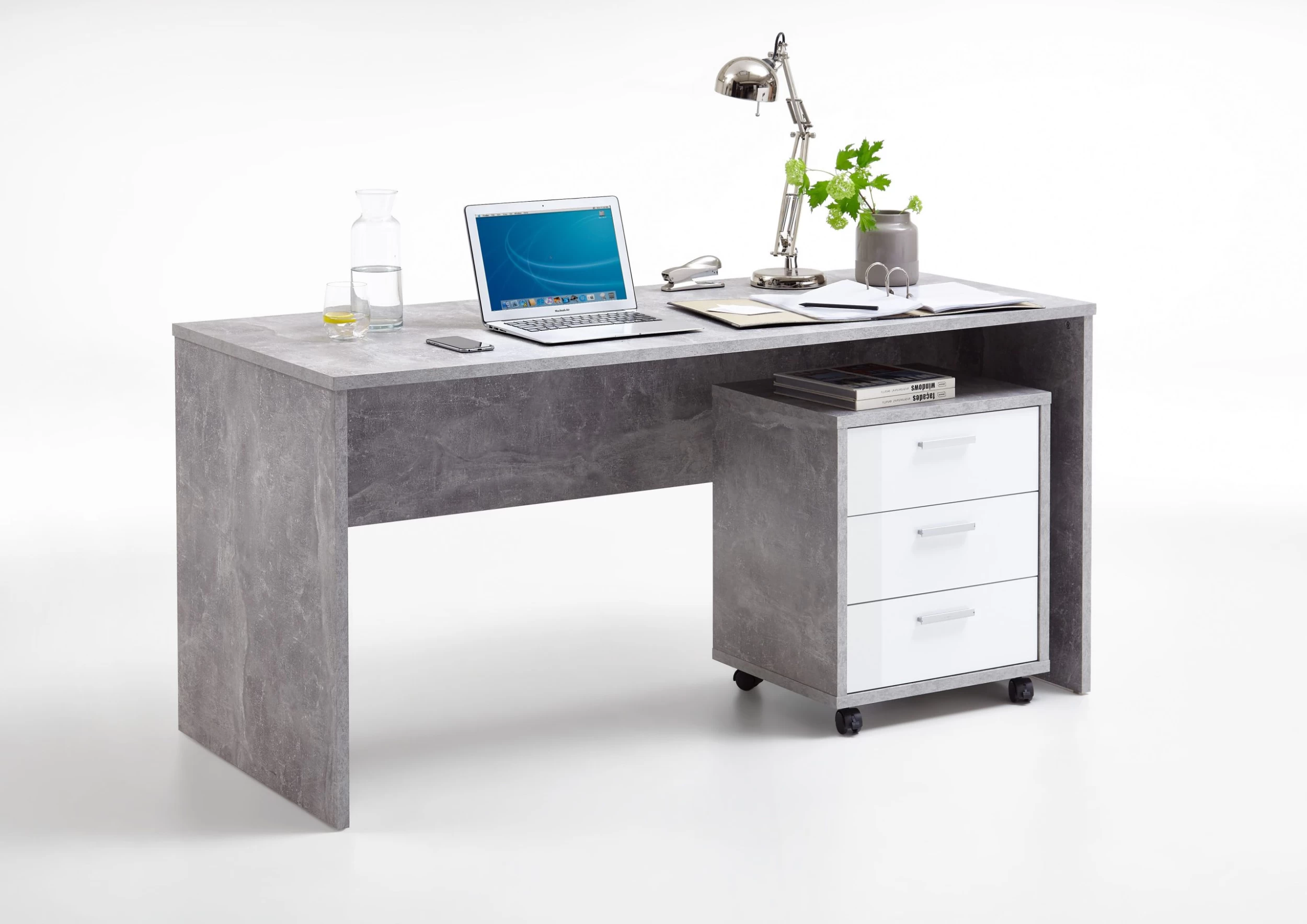 FMD Ladeblok Brick - Beton/hoogglans Wit 8 FMD Ladeblok Brick - Beton/hoogglans Wit - Afbeelding 6