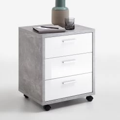 FMD Ladeblok Brick - Beton/hoogglans Wit