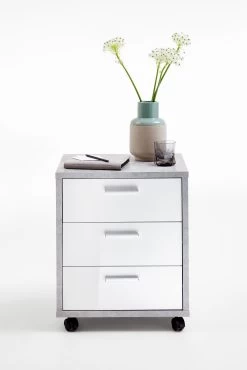 FMD Ladeblok Brick - Beton/hoogglans Wit 21 FMD Ladeblok Brick - Beton/hoogglans Wit -Collectie Slaapkamermeubels Brick 2 Beton LA Hochglanz Wei frontal 5aeb