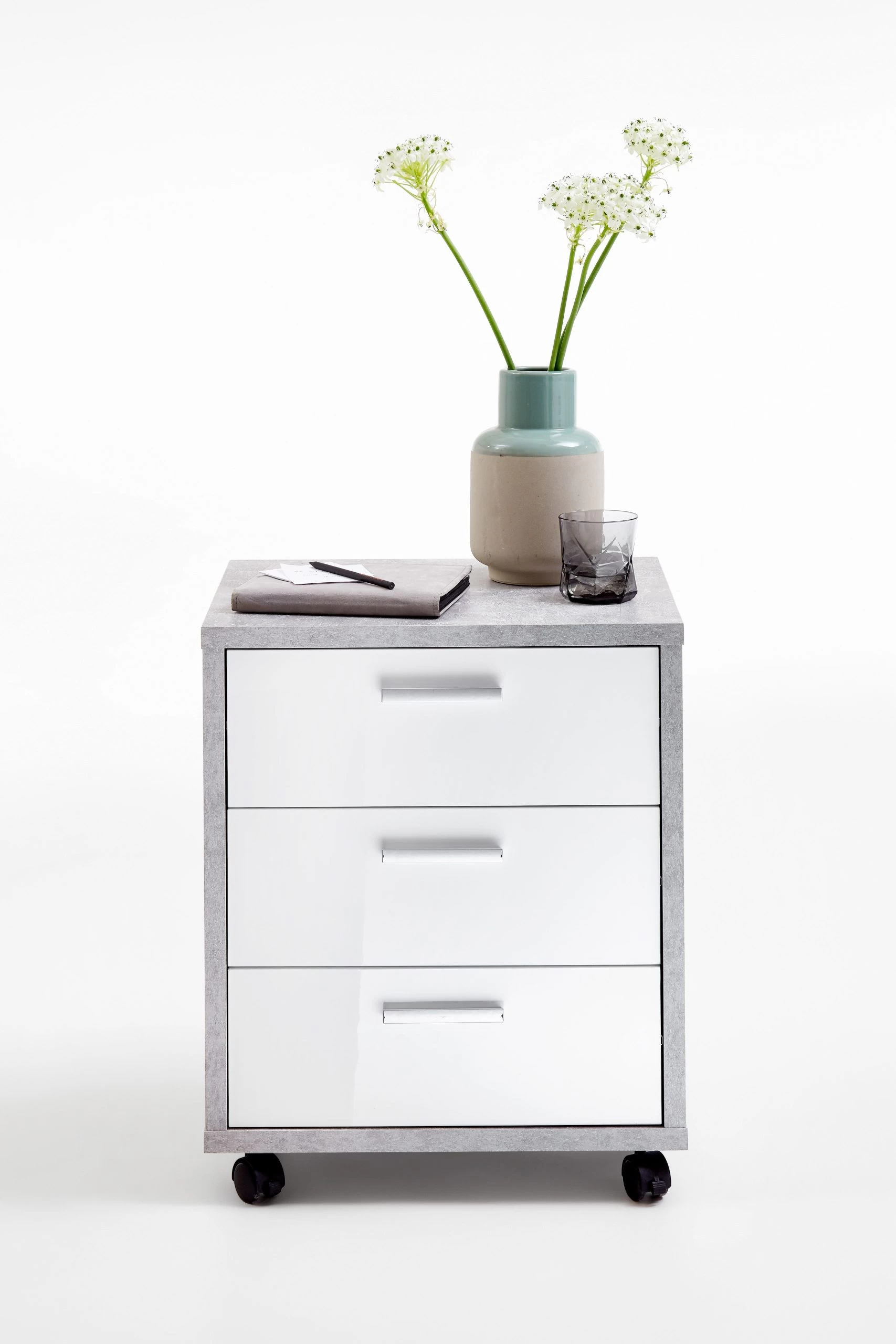 FMD Ladeblok Brick - Beton/hoogglans Wit 11 FMD Ladeblok Brick - Beton/hoogglans Wit - Afbeelding 9