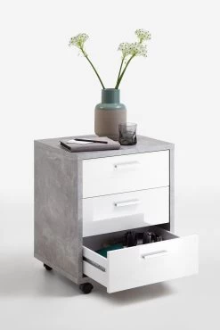 FMD Ladeblok Brick - Beton/hoogglans Wit 20 FMD Ladeblok Brick - Beton/hoogglans Wit -Collectie Slaapkamermeubels Brick 2 Beton LA Hochglanz Wei offen c070