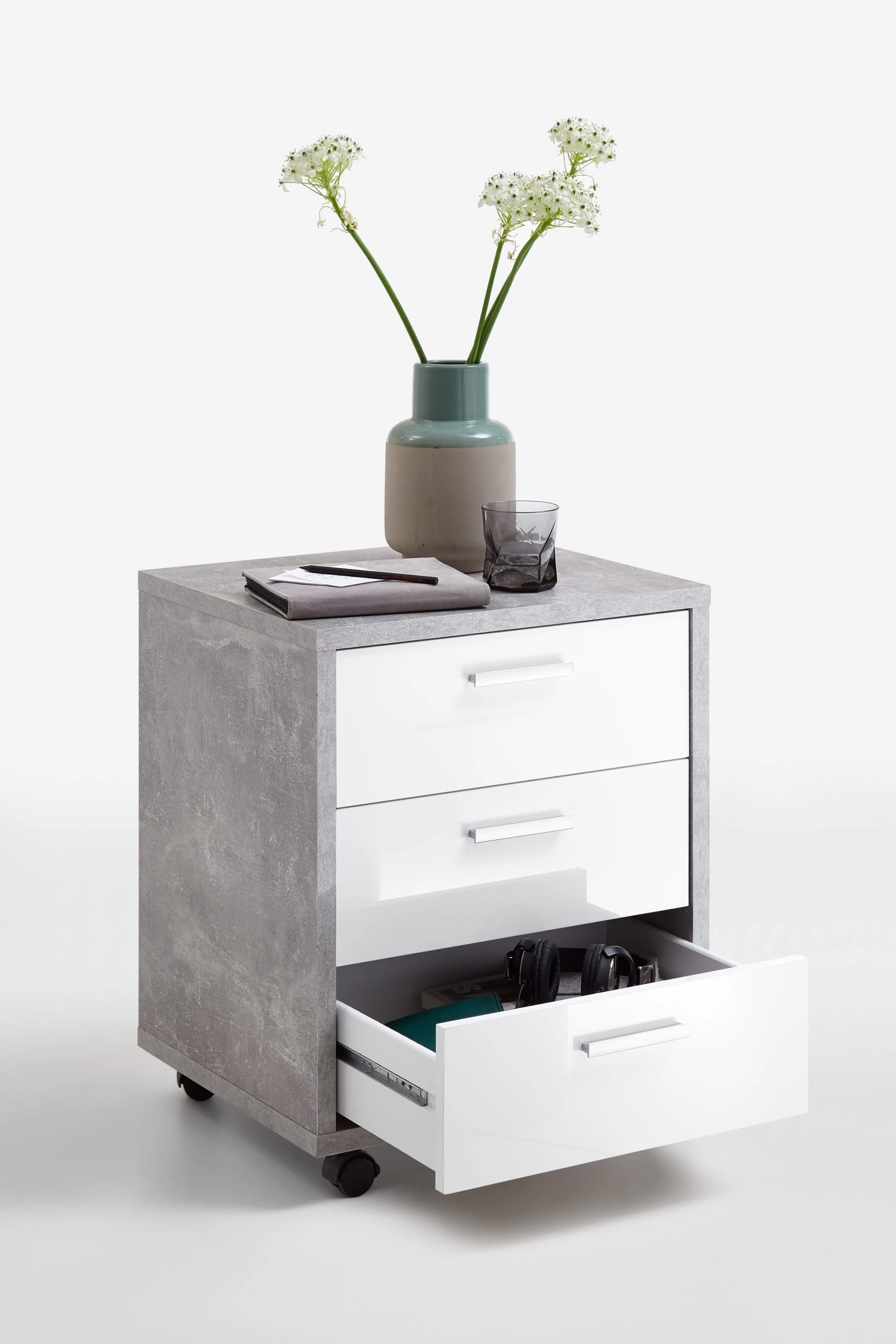 FMD Ladeblok Brick - Beton/hoogglans Wit 10 FMD Ladeblok Brick - Beton/hoogglans Wit - Afbeelding 8