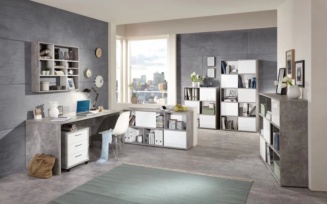 FMD Ladeblok Brick - Beton/hoogglans Wit 4 FMD Ladeblok Brick - Beton/hoogglans Wit - Afbeelding 2