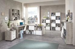 FMD Ladeblok Brick - Beton/hoogglans Wit 17 FMD Ladeblok Brick - Beton/hoogglans Wit -Collectie Slaapkamermeubels Brick Milieu Sandeiche Hochglanz Weiss 9aa4