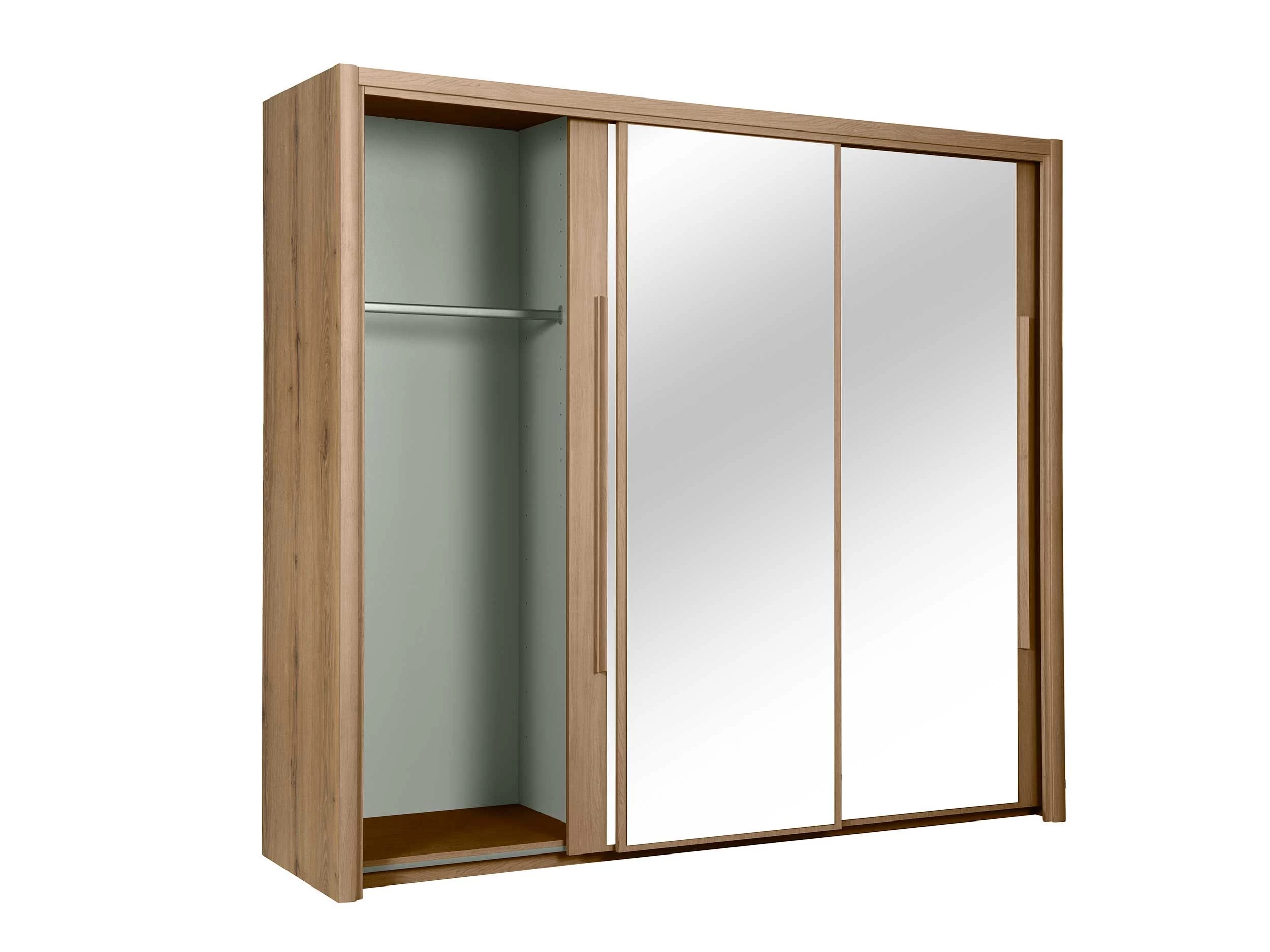 Kledingkast Cody 231cm Met 3 Schuifdeuren & Spiegel - Helvezia Eik 4 Kledingkast Cody 231cm Met 3 Schuifdeuren & Spiegel - Helvezia Eik - Afbeelding 2