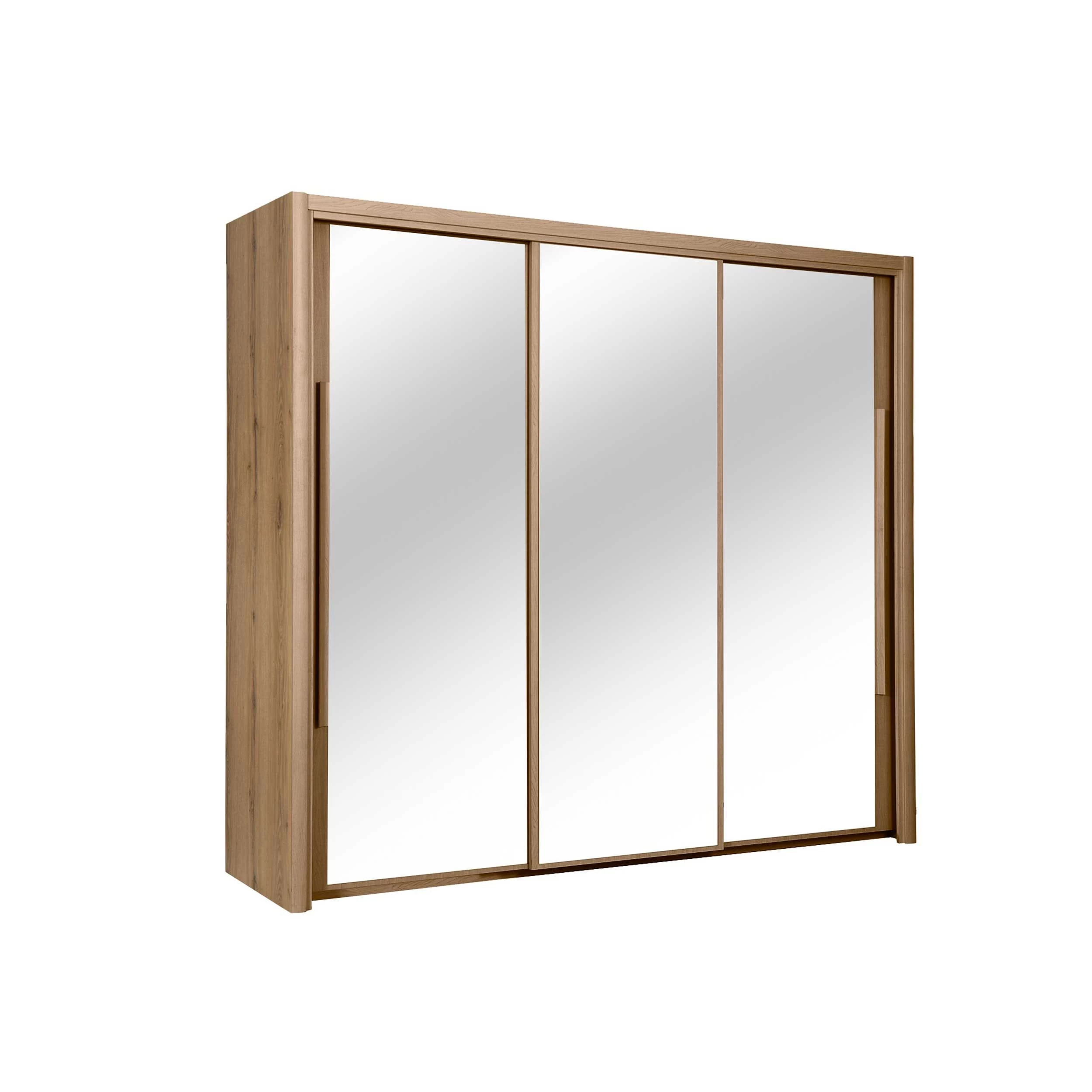 Kledingkast Cody 231cm Met 3 Schuifdeuren & Spiegel - Helvezia Eik 11 Kledingkast Cody 231cm Met 3 Schuifdeuren & Spiegel - Helvezia Eik - Afbeelding 9