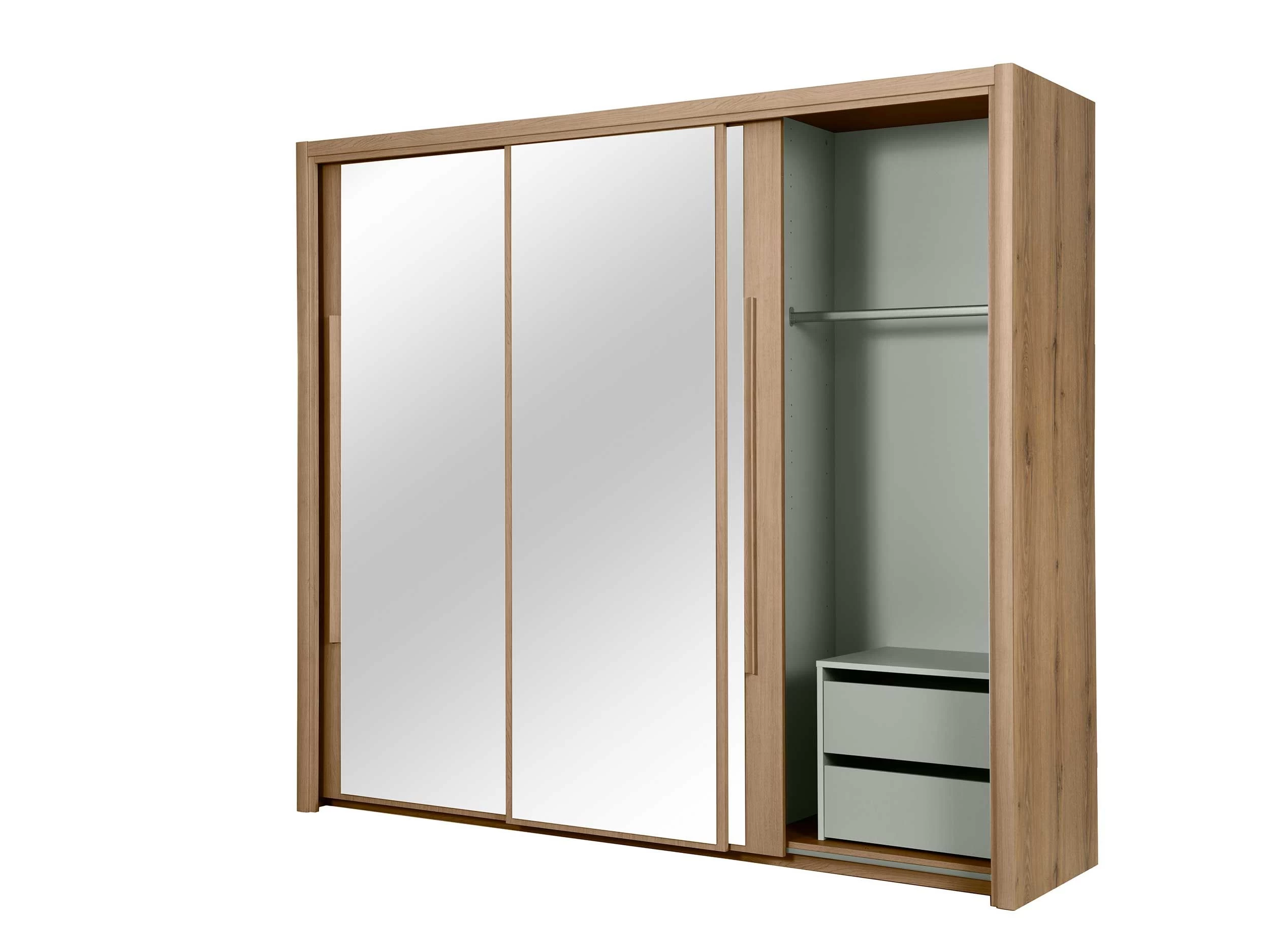 Kledingkast Cody 231cm Met 3 Schuifdeuren & Spiegel - Helvezia Eik 7 Kledingkast Cody 231cm Met 3 Schuifdeuren & Spiegel - Helvezia Eik - Afbeelding 5