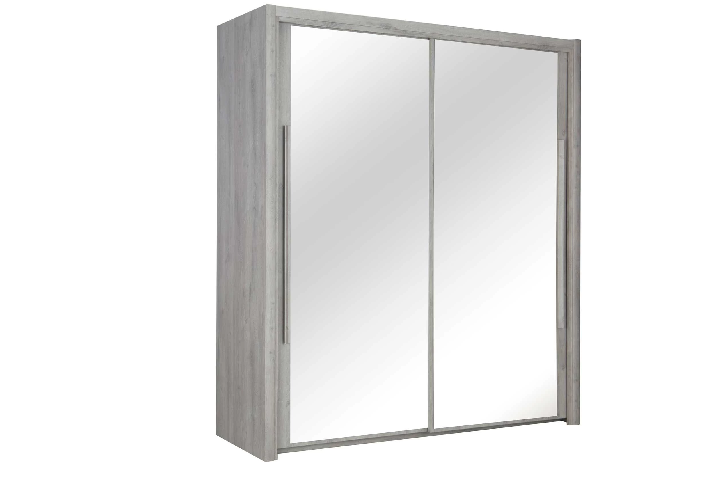 Kledingkast Cody 199cm Met 2 Schuifdeuren & Spiegel - Lichtgrijze Eik 9 Kledingkast Cody 199cm Met 2 Schuifdeuren & Spiegel - Lichtgrijze Eik - Afbeelding 7