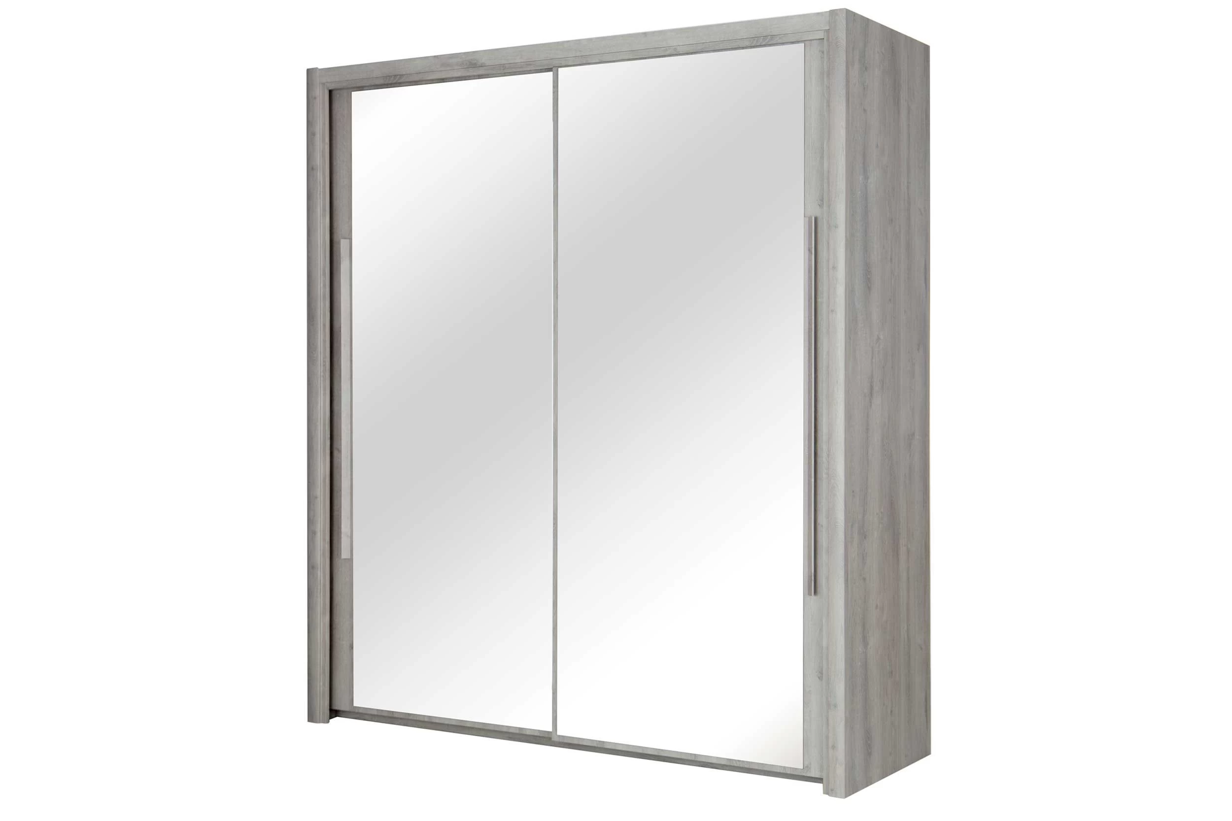 Kledingkast Cody 199cm Met 2 Schuifdeuren & Spiegel - Lichtgrijze Eik 8 Kledingkast Cody 199cm Met 2 Schuifdeuren & Spiegel - Lichtgrijze Eik - Afbeelding 6