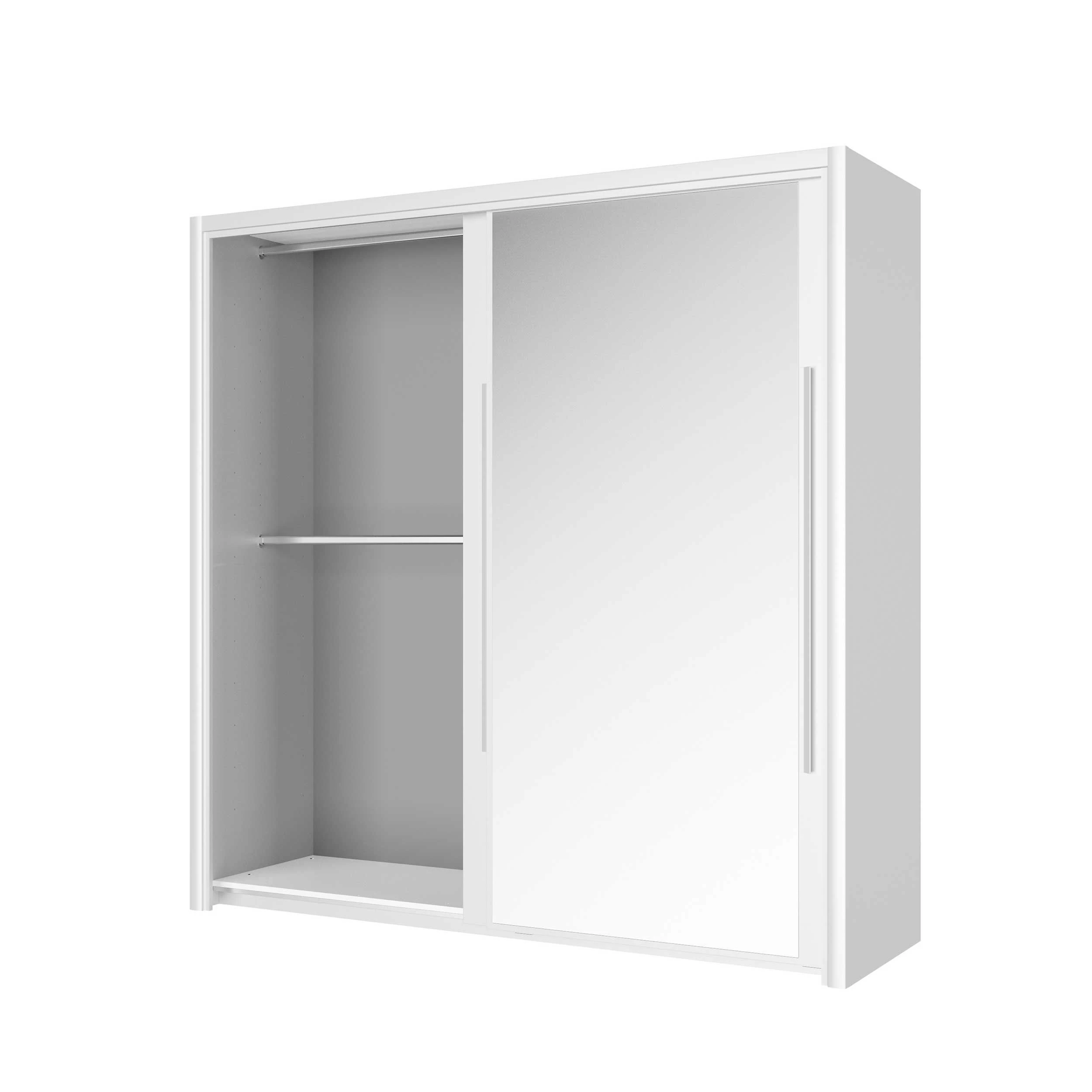 Kledingkast Cody 199cm Met 2 Schuifdeuren & Spiegel - Wit 6 Kledingkast Cody 199cm Met 2 Schuifdeuren & Spiegel - Wit - Afbeelding 4